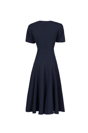 Cassandra Flap-Pocket A-Line Midi Vestido 526303 MAR - Reina Diaz