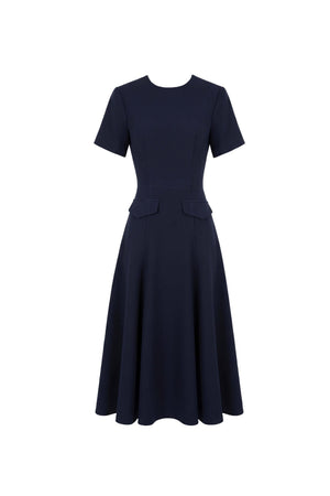 Cassandra Flap-Pocket A-Line Midi Vestido 526303 MAR - Reina Diaz