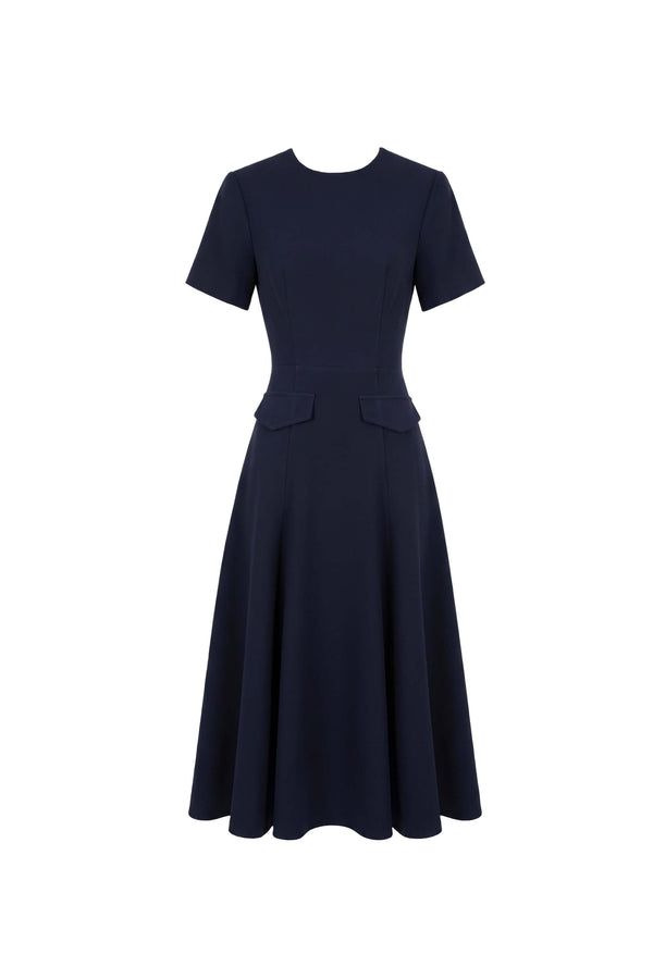 Cassandra Flap-Pocket A-Line Midi Vestido 526303 MAR - Reina Diaz
