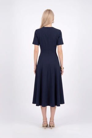 Cassandra Flap-Pocket A-Line Midi Vestido 526303 MAR - Reina Diaz