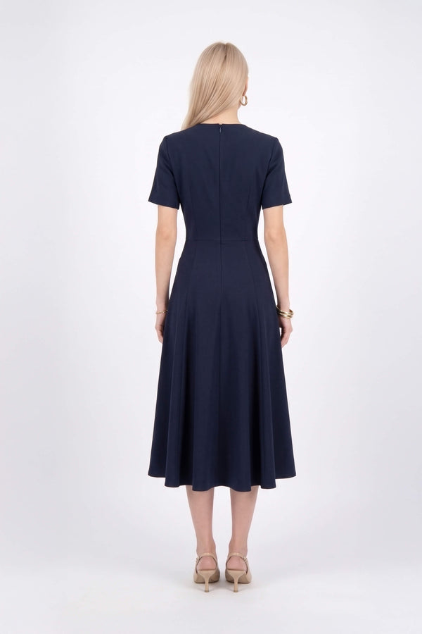Cassandra Flap-Pocket A-Line Midi Vestido 526303 MAR - Reina Diaz