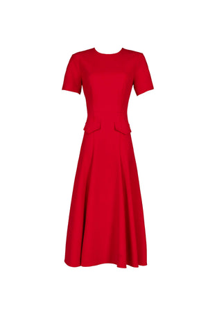 Cassandra Flap-Pocket A-Line Midi Vestido 526303 ROJ - Reina Diaz