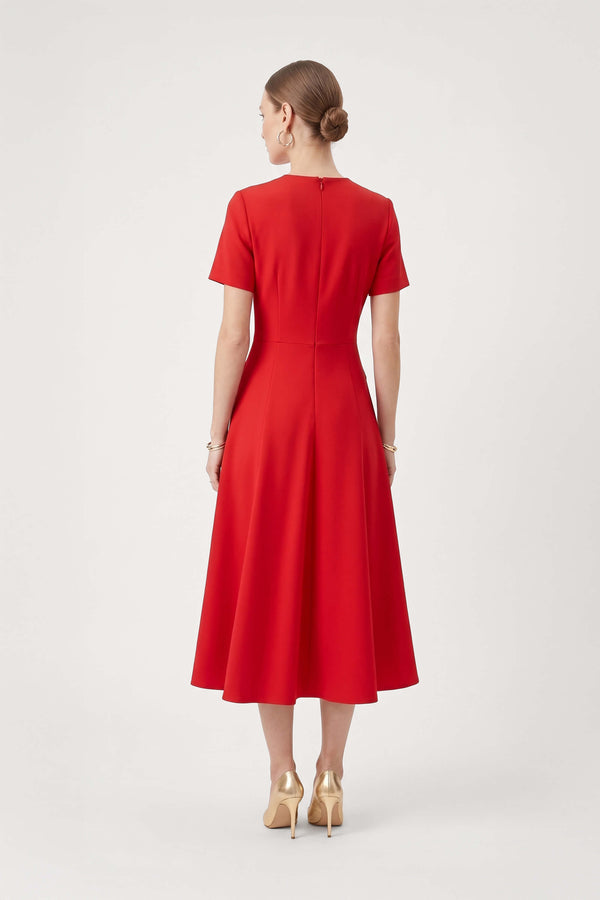 Cassandra Flap-Pocket A-Line Midi Vestido 526303 ROJ - Reina Diaz