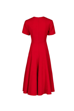 Cassandra Flap-Pocket A-Line Midi Vestido 526303 ROJ - Reina Diaz