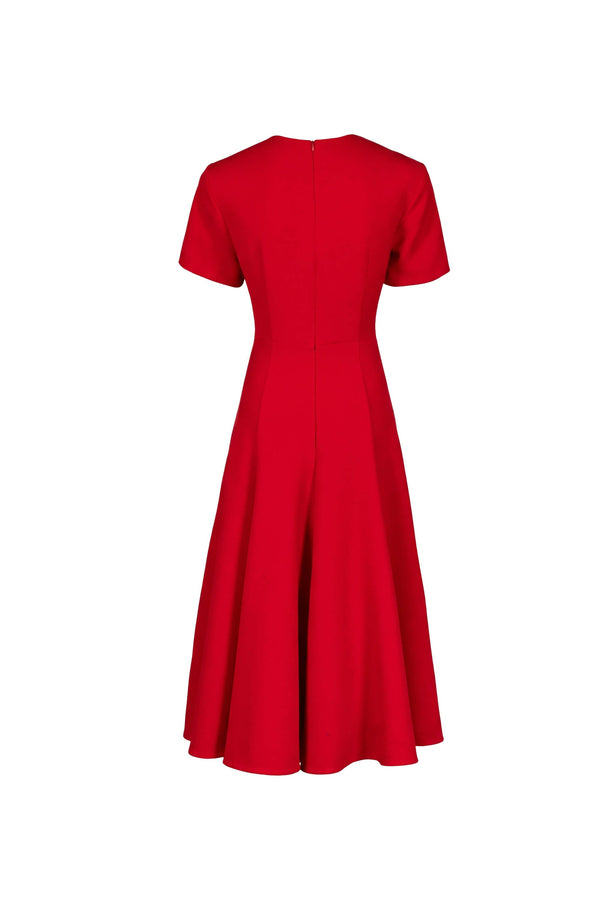 Cassandra Flap-Pocket A-Line Midi Vestido 526303 ROJ - Reina Diaz