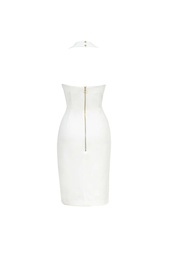 Cassandra Halter Buttoned Bodycon Dress - Reina Diaz