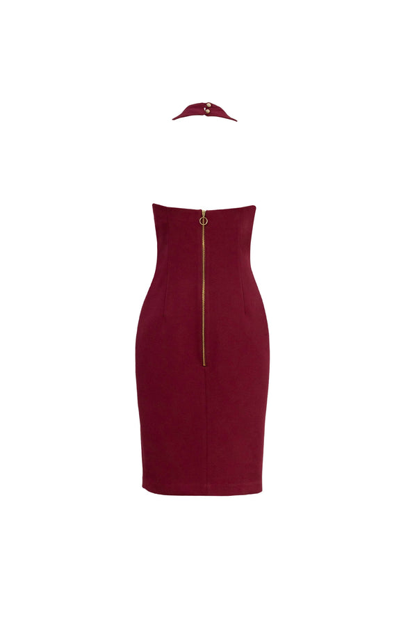 Cassandra Halter Buttoned Bodycon Dress - Reina Diaz