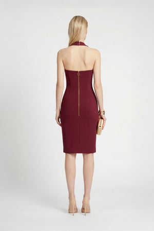 Cassandra Halter Buttoned Bodycon Dress - Reina Diaz