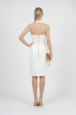 Cassandra Halter Buttoned Bodycon Dress - Reina Diaz