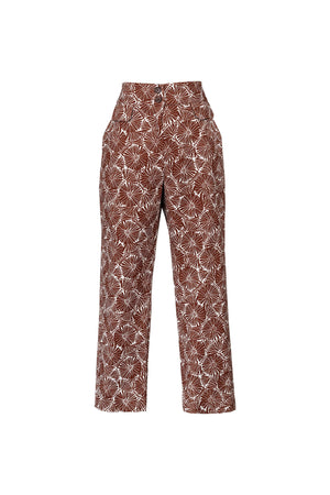 Cassandra Printed Flap High-Waist Pantalón 731126 CAF - Reina Diaz