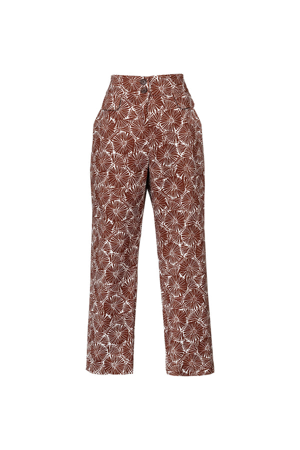 Cassandra Printed Flap High-Waist Pantalón 731126 CAF - Reina Diaz