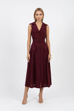 Clarissa One-Shoulder Cascade Maxi Vestido 723144 TIN - Reina Diaz
