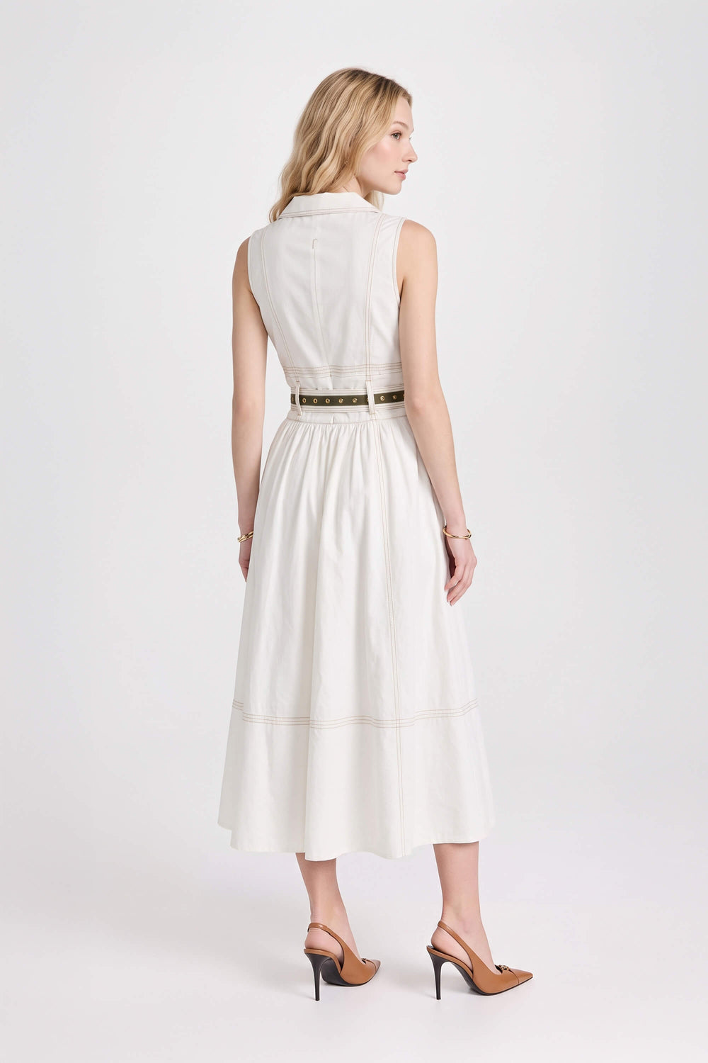 Claudia Belted Utility Sleeveless Midi Vestido 723145 HUE - Reina Diaz