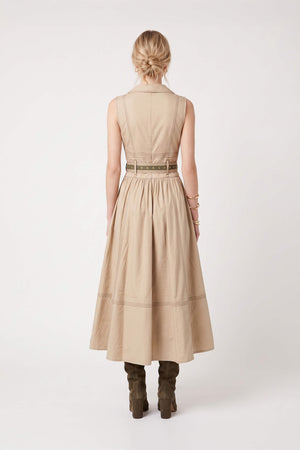 Claudia Belted Utility Sleeveless Midi Vestido 723145 KAK - Reina Diaz