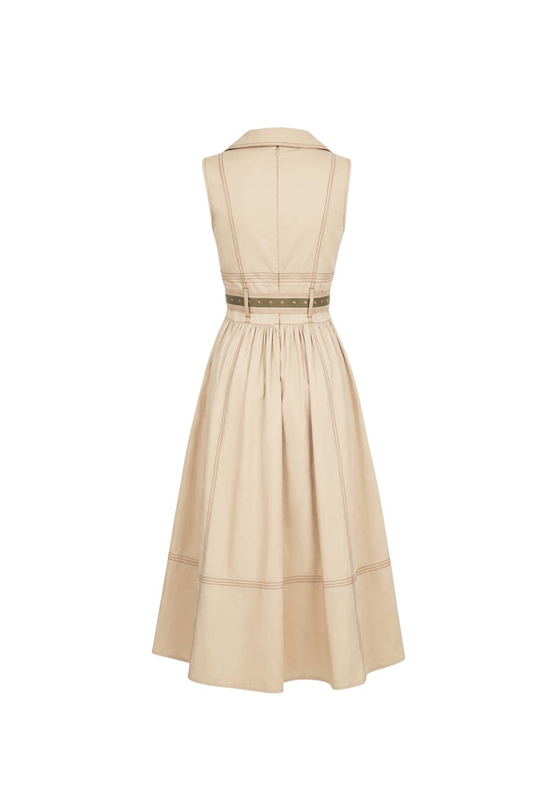 Claudia Belted Utility Sleeveless Midi Vestido 723145 KAK - Reina Diaz