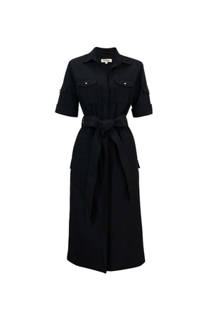 Dalia Moka Utility Midi Dress with Belt - Reina Diaz