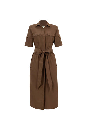 Dalia Moka Utility Midi Dress with Belt - Reina Diaz