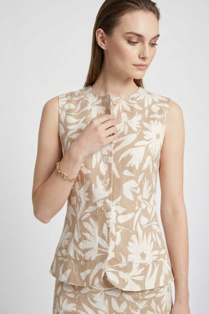 Danae Floral Linen Chaleco - Reina Diaz