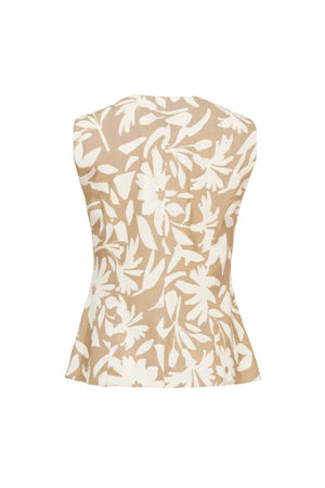 Danae Floral Linen Chaleco - Reina Diaz