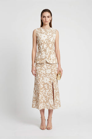 Danae Linen Slit Falda - Reina Diaz