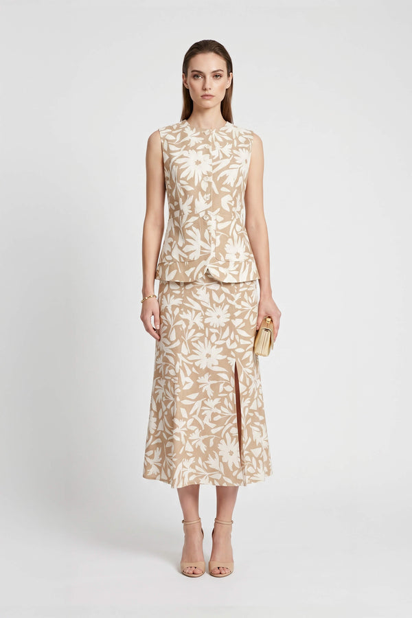 Danae Linen Slit Falda - Reina Diaz