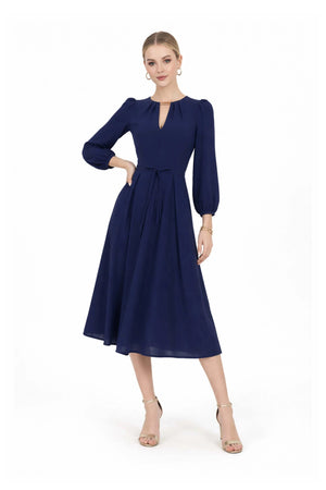 Destiny Pleated Midi Vestido - Reina Diaz