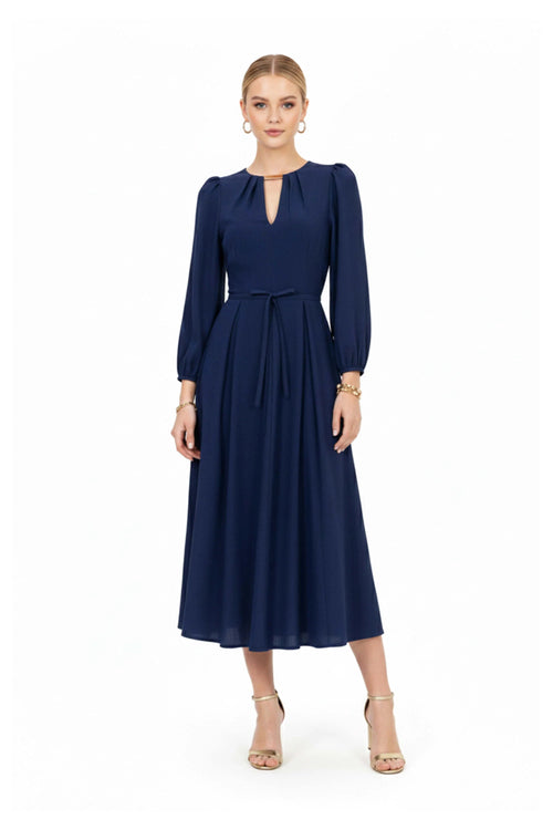 Destiny Pleated Midi Vestido - Reina Diaz