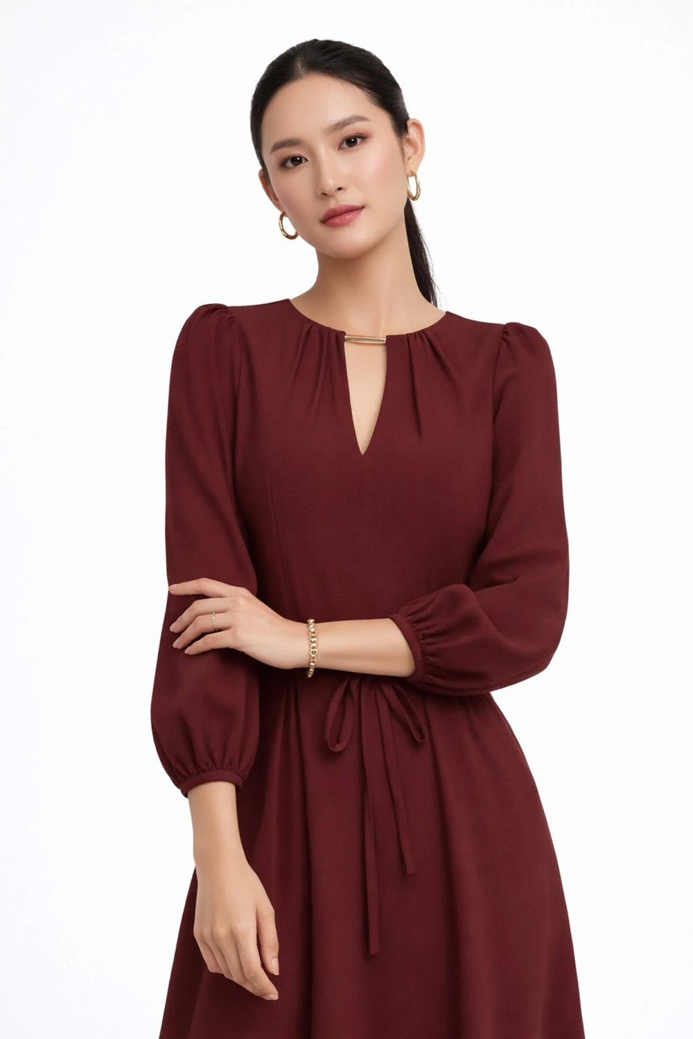 Destiny Pleated Midi Vestido - Reina Diaz