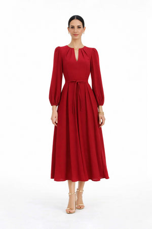 Destiny Pleated Midi Vestido - Reina Diaz