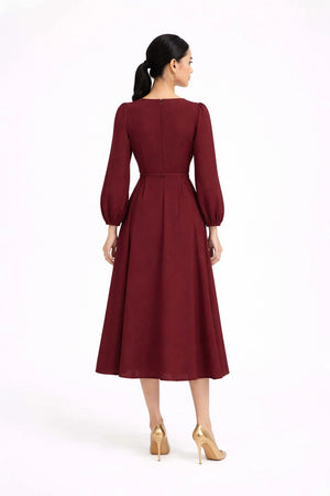 Destiny Pleated Midi Vestido - Reina Diaz