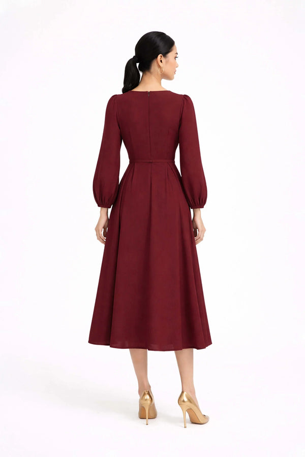 Destiny Pleated Midi Vestido - Reina Diaz