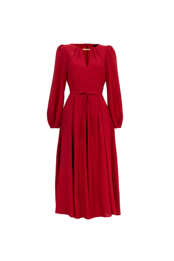 Destiny Pleated Midi Vestido - Reina Diaz