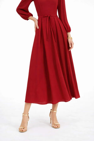 Destiny Pleated Midi Vestido - Reina Diaz