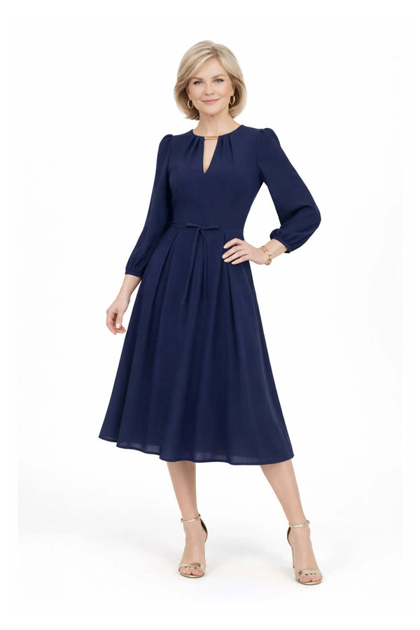 Destiny Pleated Midi Vestido - Reina Diaz