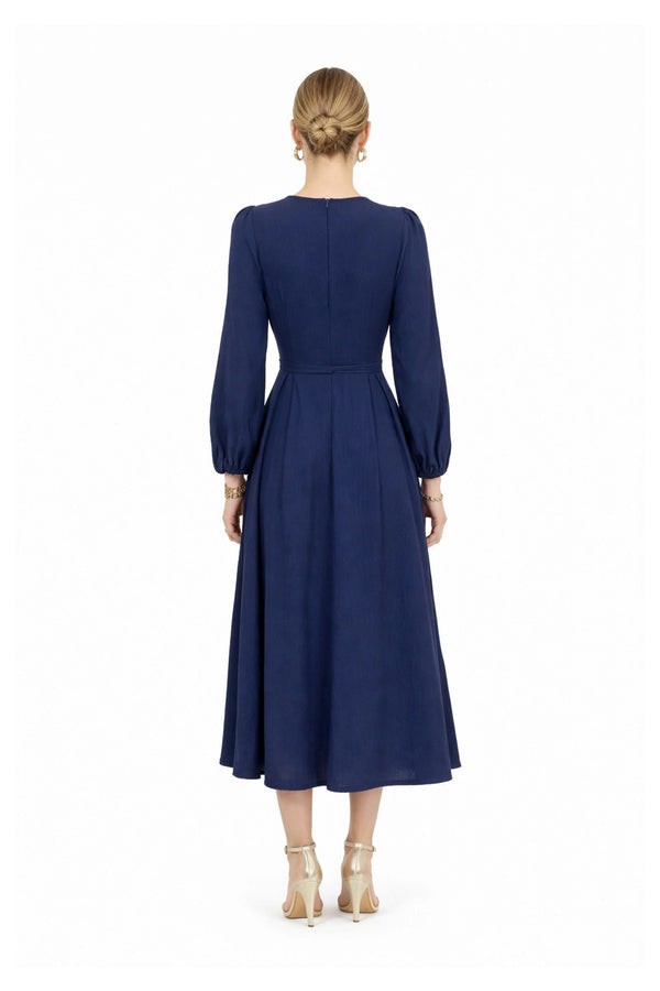 Destiny Pleated Midi Vestido - Reina Diaz