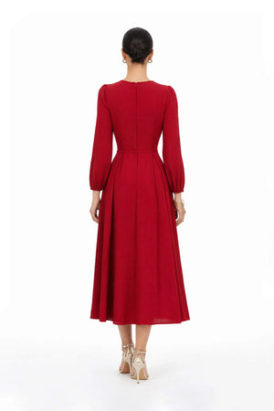 Destiny Pleated Midi Vestido - Reina Diaz