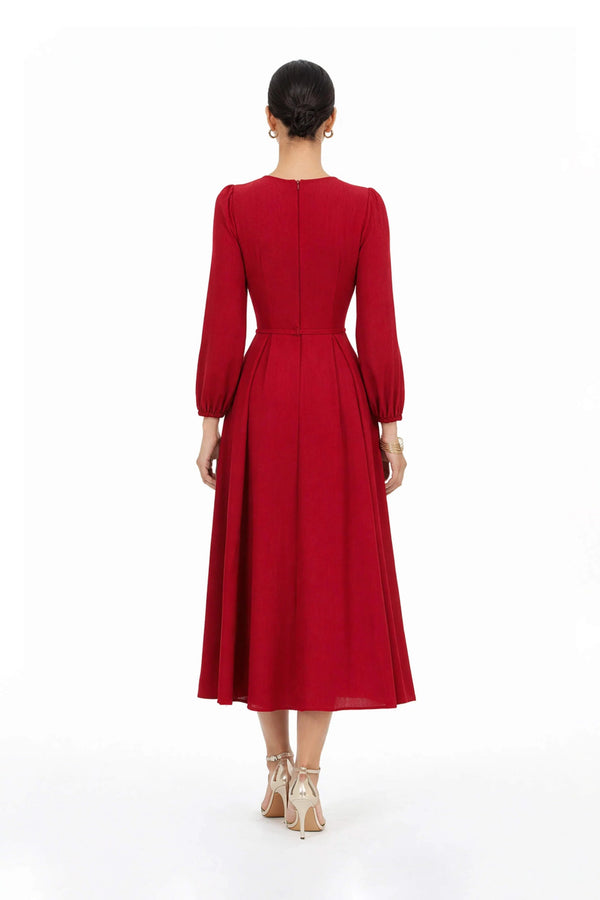 Destiny Pleated Midi Vestido - Reina Diaz