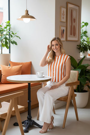 Diana Striped Cropped Vest - Reina Diaz