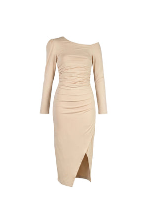 Elena Asymmetric Ruched Midi Vestido 526255 ALM - Reina Diaz