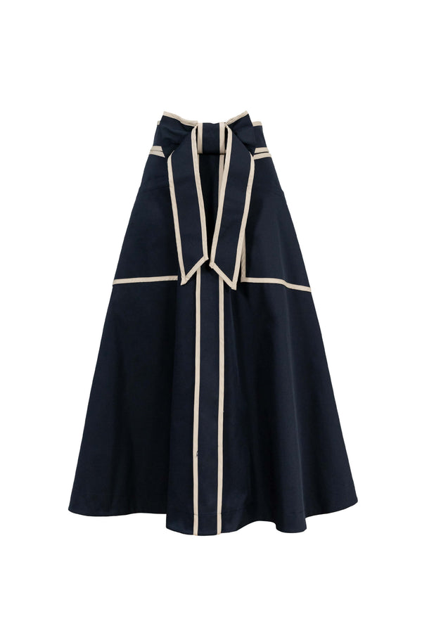 Elena Contrast-Trim A-Line Midi Skirt - Reina Diaz