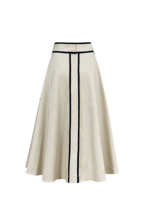 Elena Contrast-Trim A-Line Midi Skirt 740969 - Reina Diaz