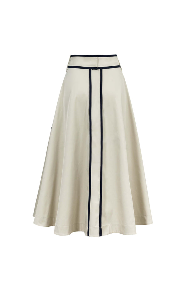 Elena Contrast-Trim A-Line Midi Skirt 740969 - Reina Diaz