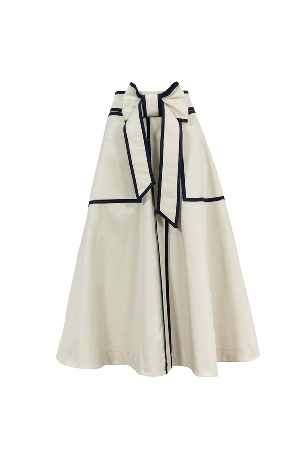 Elena Contrast-Trim A-Line Midi Skirt 740969 - Reina Diaz