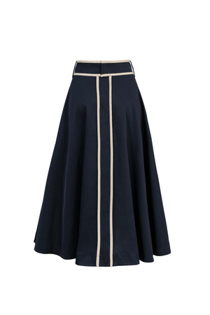 Elena Contrast-Trim A-Line Midi Skirt - Reina Diaz