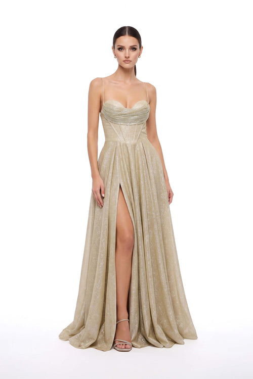 Elena Corset Lace-Up Maxi Vestido 421460 CHA - Reina Diaz