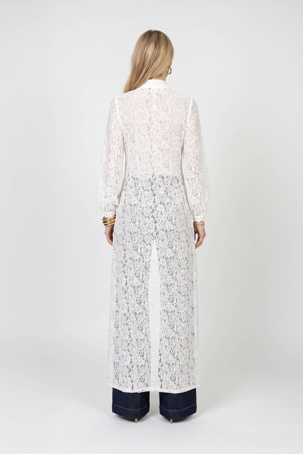 Elena High-Neck Floral Lace Maxi Vestido 554230 HUE - Reina Diaz
