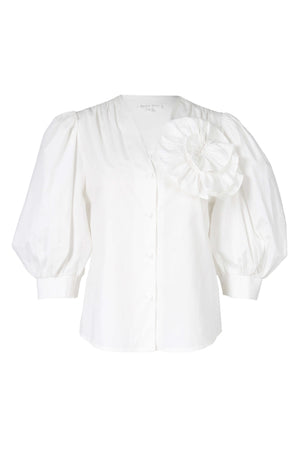 Elena Rosette Puff-Sleeve Blusa 554319 HUE - Reina Diaz