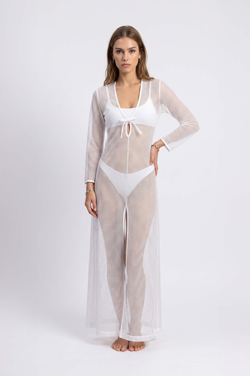 Elena Tie Front Maxi Salida Baño 570062 BCO - Reina Diaz