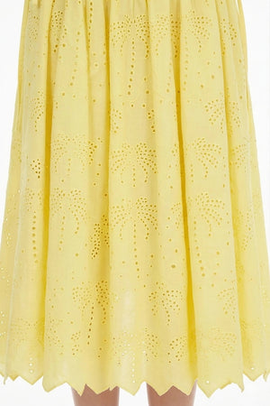 Ella Tropical Eyelet Midi Falda - Reina Diaz