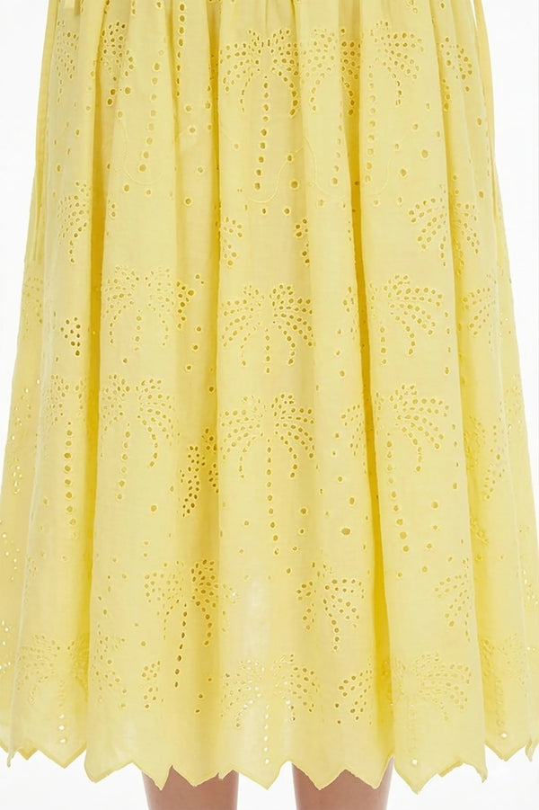 Ella Tropical Eyelet Midi Falda - Reina Diaz